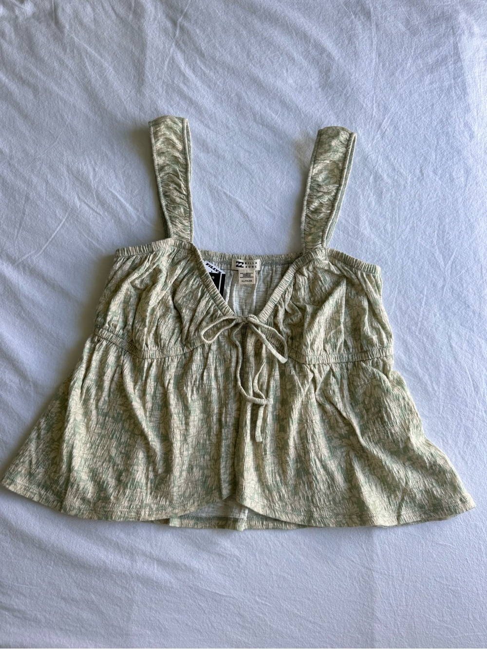 Billabong Light Green Printed Tie-Front Camisole